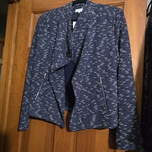 Calvin Klein Chic Blue and White Tweed Blazer NWT